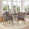 Flash Furniture Bordeaux French Bistro Stacking Chair w/Arms, Navy/White PE Rattan/Bamboo Print Alum Frame, 4PK 4-SDA-ADS642142-NVYWH-NAT-GG - alternate 1